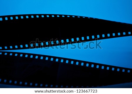 Filmstrip on blue background