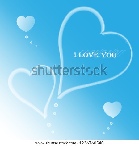 Cloudy hearts on a gentle blue background for your text, advertising, cards, packaging. Valentine's Day