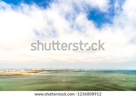sailboats sailing towards the San Diego Channel, California - USA