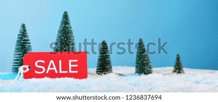 arrangement of christmas decoration and card "sale"