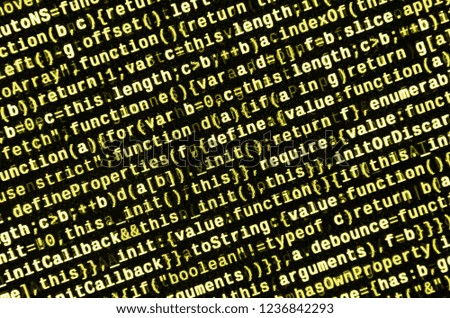 Computer program preview. Programming code typing. Information technology website coding standards for web design