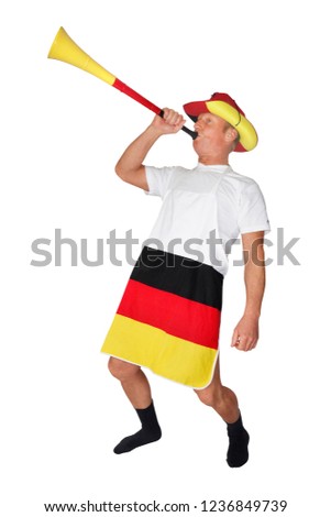 funny soccer fan with vuvuzela