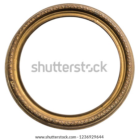 Close up gold frame isolated on white background with clipping path.