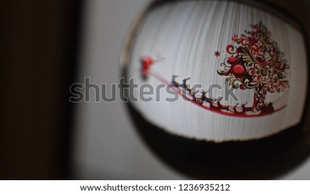Christmas Decorations of a variety. Some taken through a glass ball distorting the image and providing uniqueness.