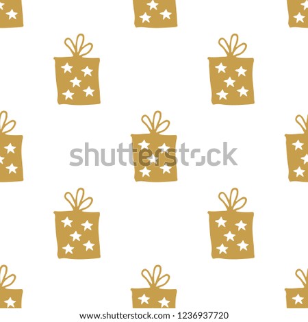 Gift Seamless Pattern, hand drawn gift boxes doodles background, Vector Illustration.