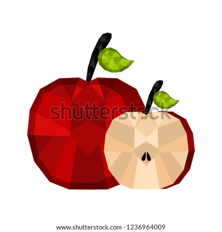 Isolated geometric apple cut. Low Poly. Vector illustration design