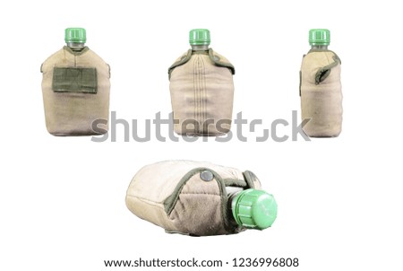 Army water canteen set isolated on a white background,clipping path