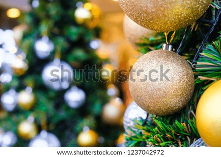 Colorful christmas tree with decoration object on pine tree