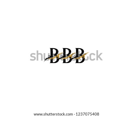 Initial BBB Letter with Luxury Swoosh Flame Organic Feather Wings Logotype
