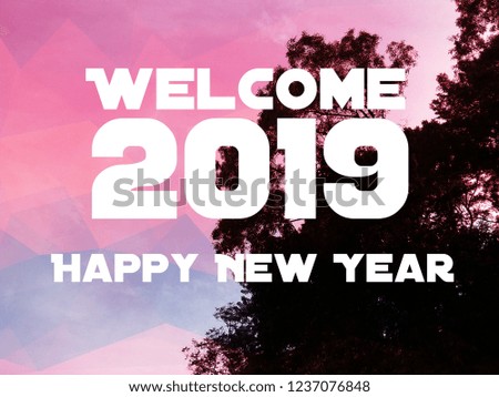 Happy New Year 2019. Colorful design. Abstract bokeh and Lens flare pattern color background.