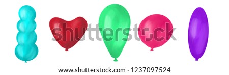 Set of colorful balloons, digital illustration, different colors