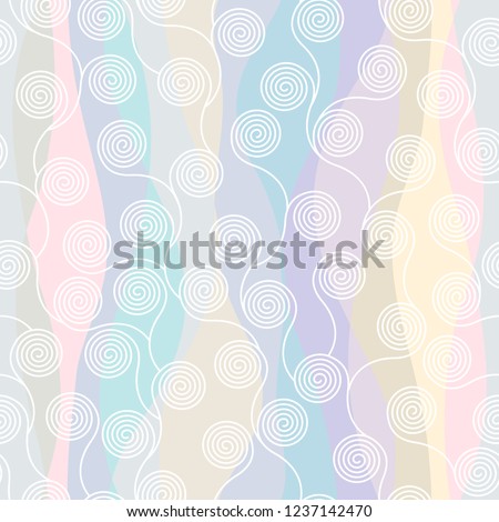 Seamless brown patchwork pattern. Curly waves pattern in Art Nouveau style. Vector illustration.