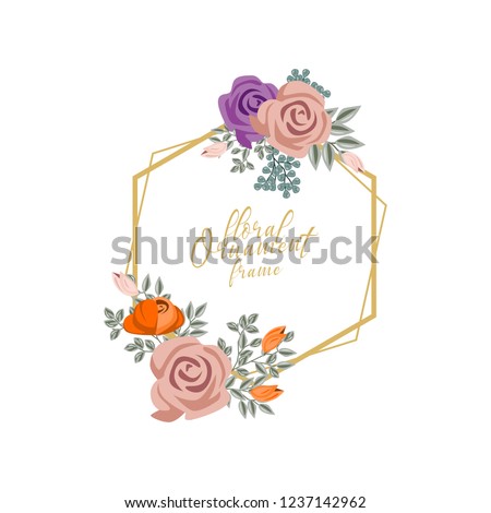 COLORFUL FEMININE FLORAL ORNAMENT FRAME WITH WATERCOLOR ILLUSTRATION