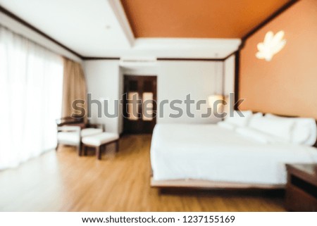 Abstract blur and defocused hotel bedroom interior for background