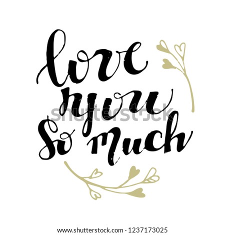 Lettering hand drawn banner - love you, Valentine's Day, Heart