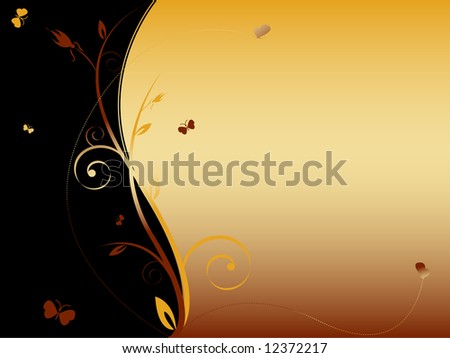floral abstract background with butterflies and copy space
