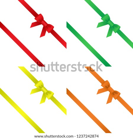 Holiday ribbons, set color icons. Vector illustration