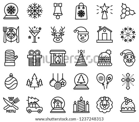 set of Christmas decoration filled editable outline icon. 