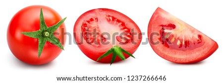 Tomatoes isolated on the white background. Tomatoes Clipping Path. Collection Set Royalty-Free Stock Photo #1237266646