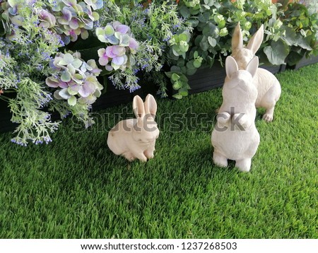Bunny statue in the garden