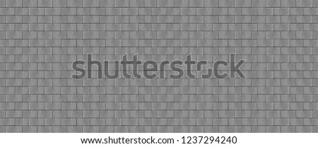 Panorama large grey concrete block wall texture pattern and background for design, black and white