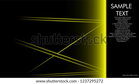 book cover designs, magazines, brochures, etc. with the yellow line concept and black background. and examples of writing next to it. Vector illustration graphic design