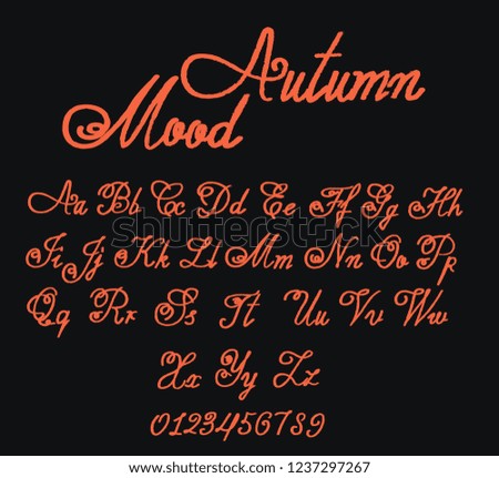 Fony Autumn Mood. Orange calligraphic font. Distress grunge text