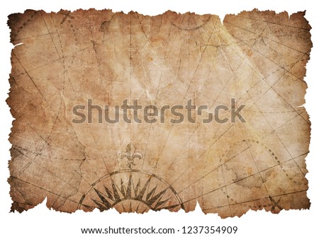 old ripped treasure map isolated