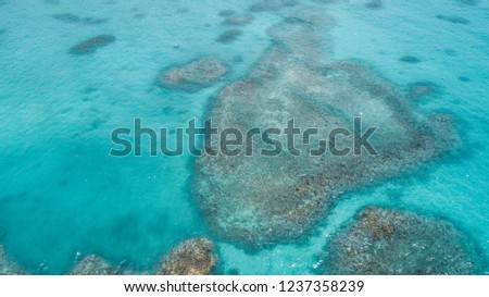 Beautiful sea view, shot by drones. Coral reef Aerial view.
