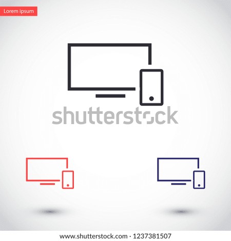 screen and phone  vector icon 10 eps