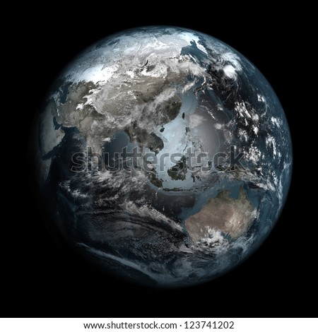 Gloomy, polluted Earth. Elements of this image furnished by NASA. Other orientations available.