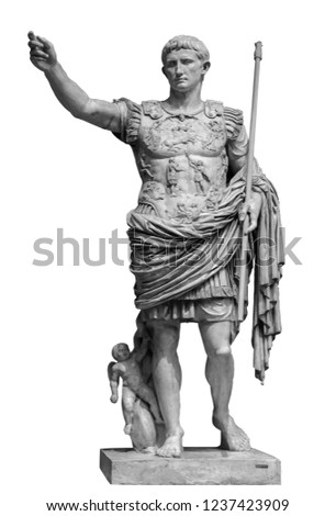 Roman emperor Augustus from Prima Porto statue isolated over white background Royalty-Free Stock Photo #1237423909