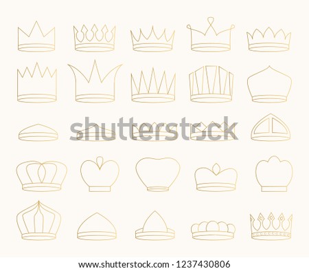 Set of glitter crowns. Vector icons. Isolated.