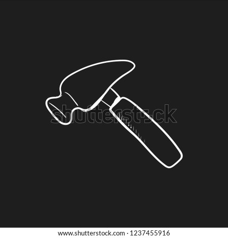 hammer doodle icon vector flat black