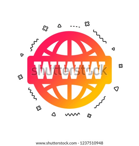 WWW sign icon. World wide web symbol. Globe. Colorful geometric shapes. Gradient www icon design.  Vector