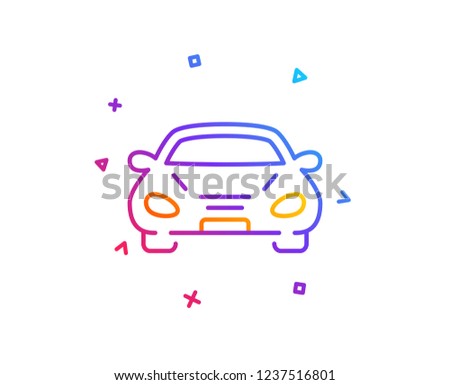 Car transport line icon. Transportation vehicle sign. Driving symbol. Gradient line button. Car icon design. Colorful geometric shapes. Vector