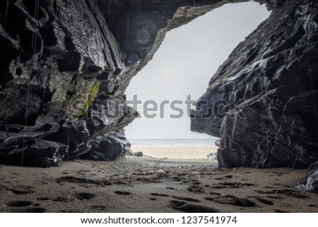 cave at the beach in cornwall 
