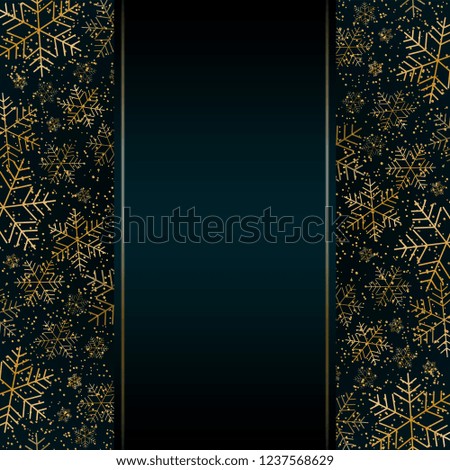 Christmas New Year luxury banner with gold snowflakes glitter Blue festive winter banner layout card Christmas and New Year pattern of gold luxury snowflakes Design element layout luxury theme Vector