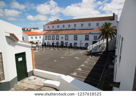 courtyard of historical fortification in city center of Ponta Delgada, Azores