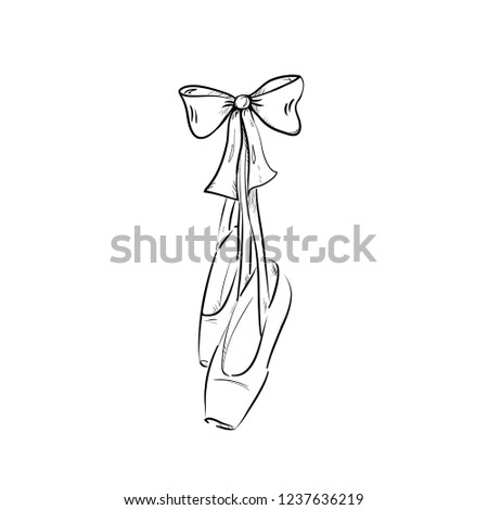 Ballet shoes for your design.Tutu isolated. Pointe shoes on a white background. Dance school logo.  Ballet concept. Vector Stock illustration.
