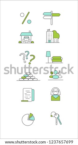 et of real estate Related Vector Line Icons.