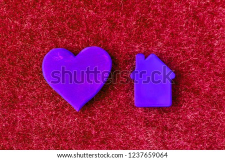 home heart purple red artificial hair.