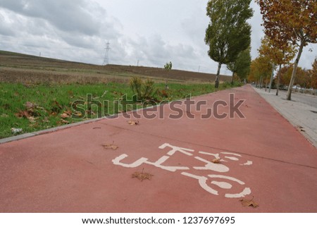 Bike lane, autumnal landscape, Spain