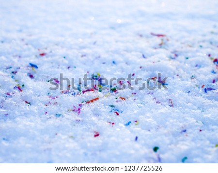 colored snow, colored chaos on a white background isolated