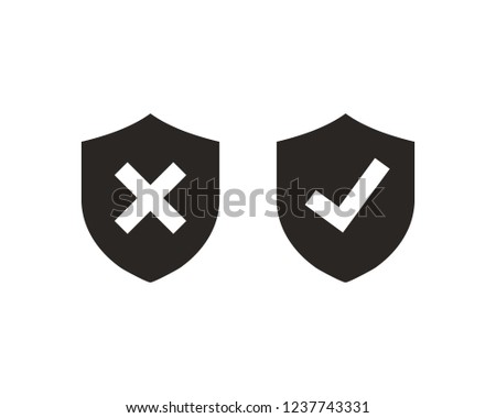 Shield cross mark check mark icon sign symbol