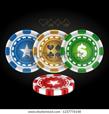 Chips for casino vector in different colors