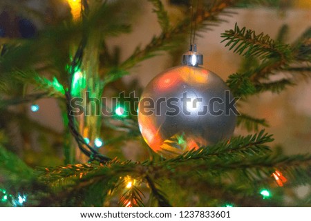 Silver ball on the Christmas tree