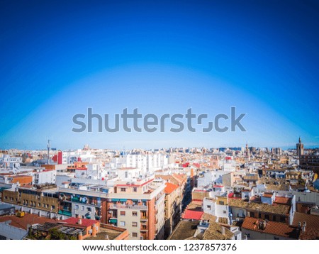 An aerial view of Valencia as seen from the famous Torres de Quart o Puerta de Quart, which are medieval gothic gates located in Guillen de Castro and Quart streets, in Valencia, in Spain, Europe