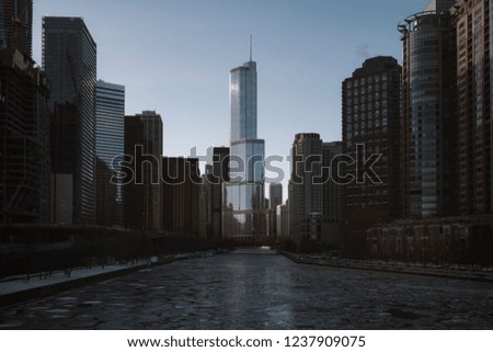 Chicago city centre in winter 