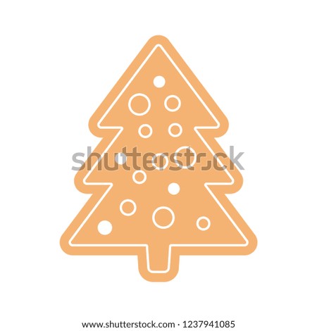 Gingerbread Christmas Tree Cookie. Vector Illustration.